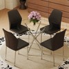 5-Piece Dining Set with Round Tempered Glass Table and 4 Armless Chairs - 2 of 4