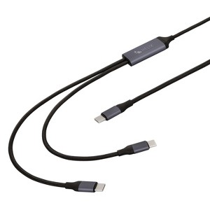 HELIX 100-Watt 2-in-1 USB-C® to DUAL USB-C® Charge and Sync Cable, 4.5 Ft. in Black - 1 of 4