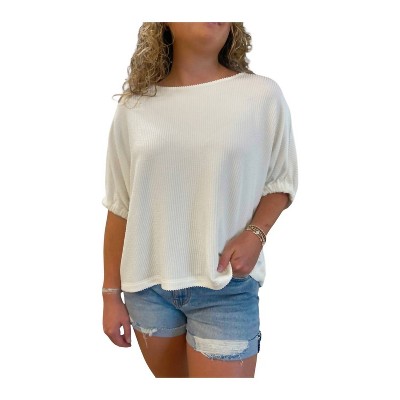 Women's Rib Knit Cuff Blouse - eesome