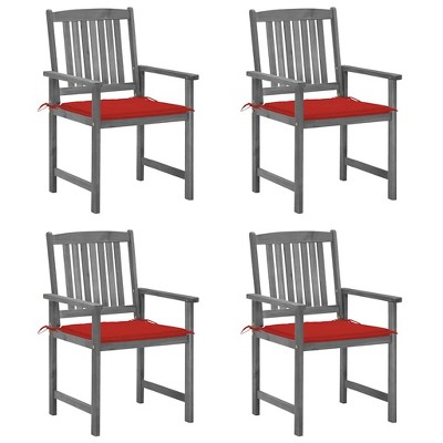 Patio Chair Set of 4 Gray Solid Acacia wood vidaXL