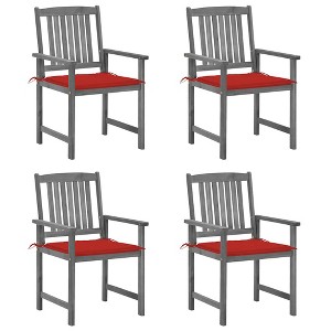 Patio Chair Set of 4 Gray Solid Acacia wood vidaXL - 1 of 4