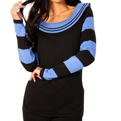 Women's Stripe Cowl Neck Sweater - Angel Apparel