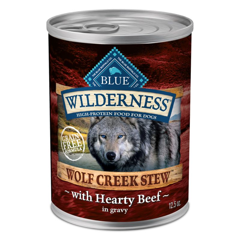 Blue Buffalo Wilderness Wolf Creek Stew High Protein Natural Wet Dog Food with Hearty Beef Stew in Gravy - 12.5oz, 1 of 10