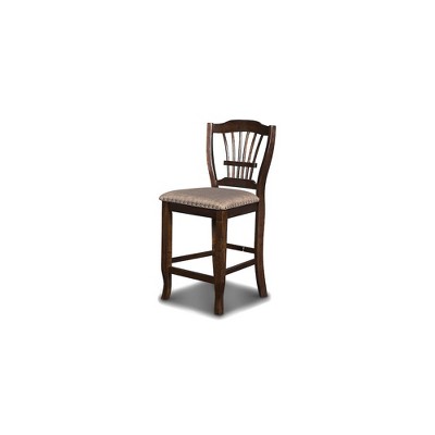 New Classic Furniture,Bixby Wood Counter Chair With Fabric Seat In Espresso (Set Of 2)