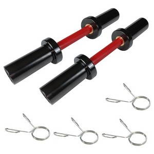 16 Inch Dumbbell Bar Handles (2-Pack),Steel Loadable Bars w/Rotating Sleeves & Knurled Grips, 100LB Capacity, 2" Plate Compatible + 4  Collars - 1 of 4