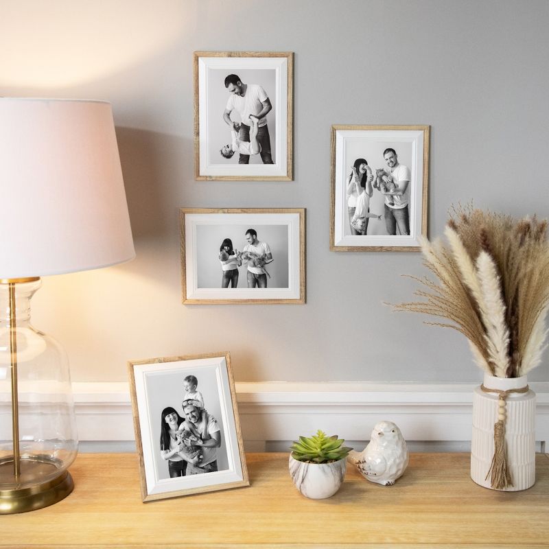 Northlight Wooden Picture Frames for 5" x 7" Photo - Natural and White - Set of 4, 2 of 9