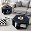 Modern Hexagon Coffee Table Set with Open Storage,2-Piece Wood Grain Marble Pattern MDF Sofa Side Tables for Living Room-Baofuwish - 3 of 4
