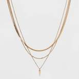 Herringbone Point Charm Multi-Strand Chain Necklace - A New Day™ Gold