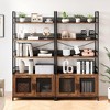 Bookshelf with Doors Rustic Bookcase with Storage Shelf Industrial Bookshelves Tall Display Rack - 3 of 4