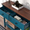 Syemin Console Tables Farmhouse Console Table with 2 Drawer Storage Shelf Entryway Rustic Side Table Narrow Sofa Table, Blue, 39.37"*11.61"*32.08" - 3 of 4