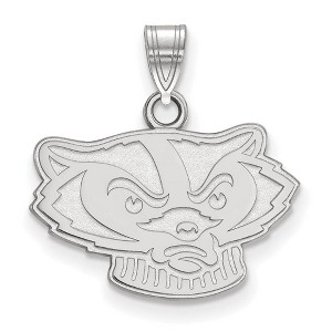 Black Bow Jewelry 10k White Gold Wisconsin Badgers NCAA Small Pendant - 1 of 3