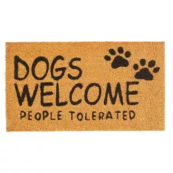 Juvale Dog Coir Doormat, Dogs Welcome People Tolerated, Natural Outdoor Door Mat for Porch (30 x 17 In)