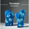 Folkulture Mini Oven Mitts Heat Resistant | (5.75 x 9) Set of 2 Short Blue Oven Mitts with Hanging Loop | 100% Cotton Oven Gloves - 3 of 4