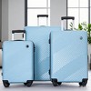 Gulches 3 Piece Luggage Sets PC+ABS Lightweight Suitcase with Two Hooks, Spinner Wheels, (20/24/28) Aqua Blue - 2 of 4