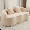Loveseat High-Density Sponge Curved Round-Armrest Compression Sofa with 2 Pillows, Cream Color, No Assembly, Ideal for Small Spaces - 3 of 4
