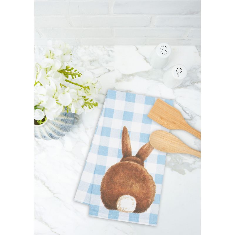 C&F Home Checkered Blue Easter Bunny Cotton Kitchen Towel, 4 of 7