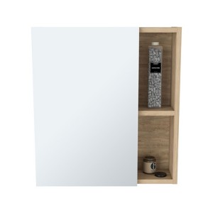 SEVOBAL Bathroom Storage Cabinets Wall Mounted Medicine Cabinet with Mirror and Multiple Shelves for Bathroom, Beige, 5.4"*17.7"*19.5" - 1 of 4