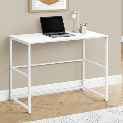 INFURNIC Desks Modern Computer Desk Writing Workstation with Storage Drawers and Metal Legs for Home Office, White, 40"*19"*30"
