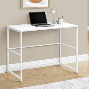 INFURNIC Desks Modern Computer Desk Writing Workstation with Storage Drawers and Metal Legs for Home Office, White, 40"*19"*30" - 1 of 4