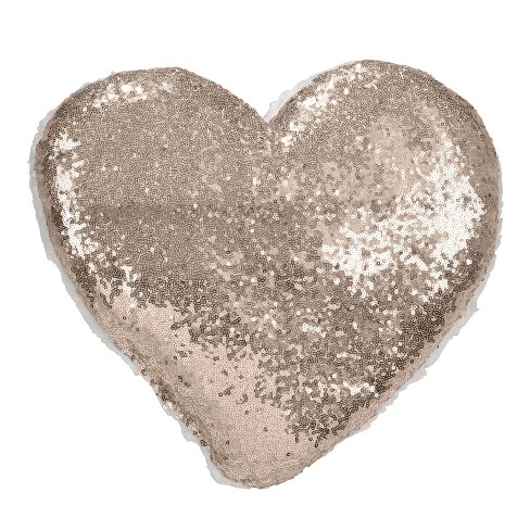 Poly Filled Heart Sequin Pillow Champagne Saro Lifestyle Modern Indoor Decorative Accent Polyester Fill Target