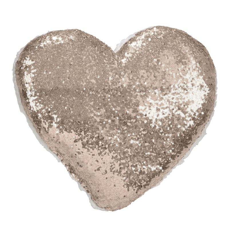 Poly Filled Heart Sequin Pillow Champagne - Saro Lifestyle, 1 of 7