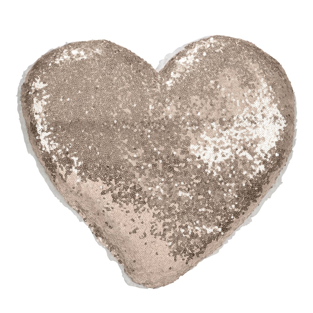 Photos - Pillow Poly Filled Heart Sequin  Champagne - Saro Lifestyle