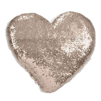 Poly Filled Heart Sequin Pillow Champagne - Saro Lifestyle