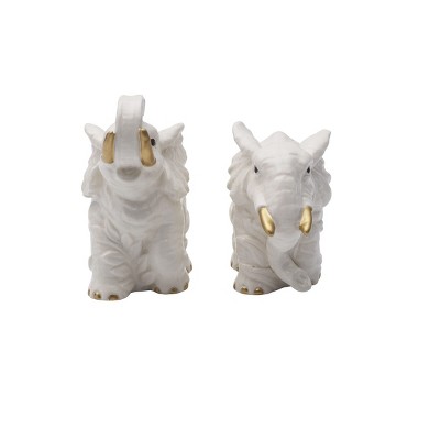Fitz & Floyd Fitz & Floyd Villa Palm Elephant Salt and Pepper Set, 4 inch, White