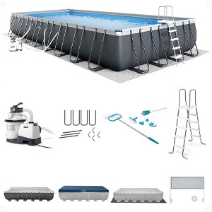 INTEX 26377EH Ultra XTR Deluxe Rectangular Above Ground Swimming Pool Set: 32ft x 16ft x 52in – Includes 2650 GPH Sand Filter Pump – Saltwater System - 1 of 4
