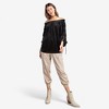 Anna-Kaci Women's Velvet Off-Shoulder Blouse with Ruched Sleeves and Tie Details - 2 of 4