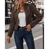Clearlove Women's Faux Leather Suede Open Front Jacket Dressy Casual Lightweight Cropped Moto Biker Coat Retro Blazer Outwear - 3 of 4