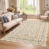 Scalloped Floral Rug Washable Non-Slip Boho Hallway Rug Soft Carpet for Kitchen, Bathroom, Laundry, Entryway - 3 of 4
