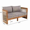 4 Piece Acacia Wood Patio Conversation Set with Curved Chairs Loveseat and Table Rope Accent Outdoor Seating with Cushions-Maison Boucle - 4 of 4