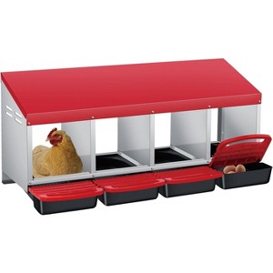 3/ 4 Hole Metal Chicken Nesting Box with Removable Roll-Out Tray Easy Egg Collection & Clean Galvanized Steel Laying Box, for Backyard Coop Orange - 1 of 4