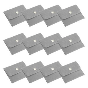 Unique Bargains Velvet Portable Earrings Bracelets Snap Button Jewelry Storage Bag 12 Pcs - 1 of 4