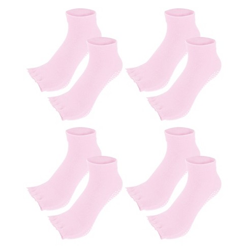 Unique Bargains Non Slip Half Finger Toe Socks 4 Pair Light Pink : Target