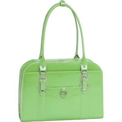 McKlein Hillside Laptop Briefcase Women's Career Green Genuine Leather Shoulder Straps : McKlein USA