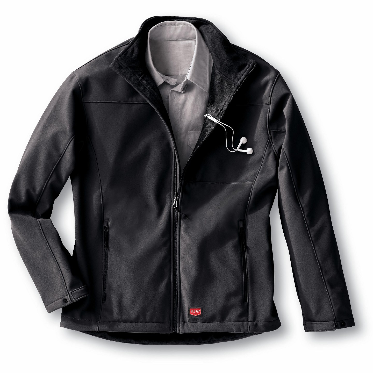 Мужская куртка Red Kap Deluxe Soft Shell Jacket, Black, цвет: Красный — фото 3