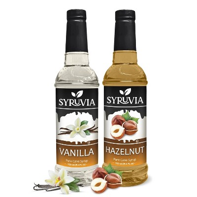 Syruvia Coffee Flavors Variety Pack: Vanilla & Hazelnut 25.4 fl oz Syrup
