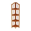 Hastings Home 4-Shelf Foldable Corner Display Bookcase - Brown - 2 of 4