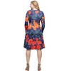 24seven Comfort Apparel Navy Floral Print Long Sleeve Knee Length Dress - image 3 of 4