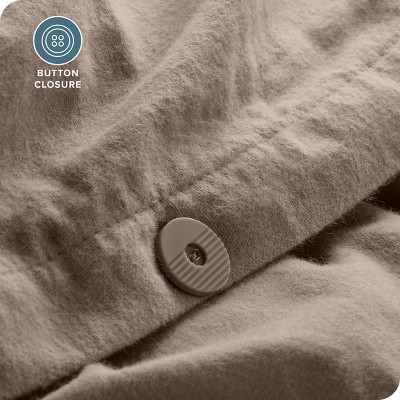 Taupe Full/Queen Cotton Flannel Duvet Cover Set with Shams