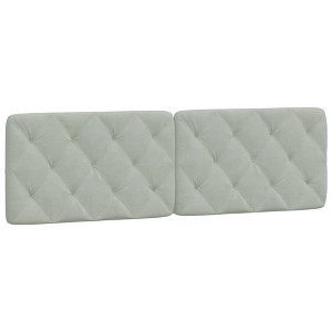 vidaXL Light Gray Velvet Headboard Cushion 59.8" - Upholstered Pillow for Wall, Curved Bed Frame Compatibility, Foam Filling, Easy Mount - 1 of 4