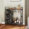 MOEPISY 21 Bottle Wine Rack Freestanding Floor Wine Bottle Organizer with Glass Holder Rustic Brown - 2 of 4