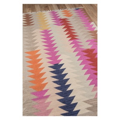 Caravan Geometric Handwoven Wool and Synthetic Red Area Rug
