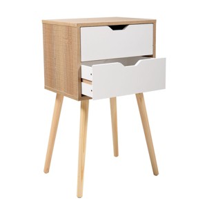 Gulches White Versatile Nightstand Set Compact Design, Spacious Drawer amd Tabletop, Stable Solid Wood and MDF Construction - 1 of 4