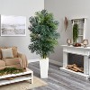 Nearly Natural 7.5-ft Golden Cane Palm Artificial Tree in White Tower Planter - 3 of 3
