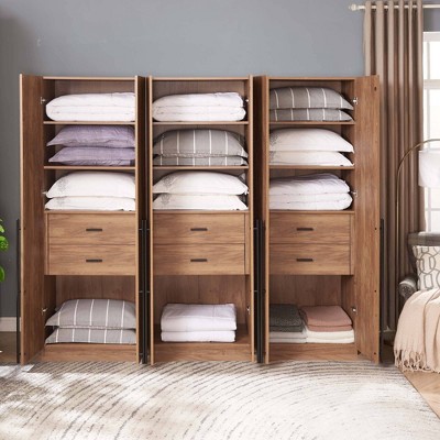 Golden Brown Contemporary Modular Wardrobe Closet Set