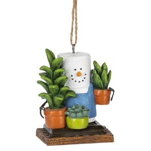 Ganz Smores Crazy Plant Lady Snowman Resin Holiday Christmas Ornament, 2.75" - 1 of 1