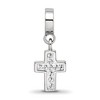 Black Bow Jewelry Sterling Silver and Clear Crystal Cross Dangle Bead Charm - 3 of 4